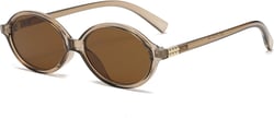 Retro Oval Sunglasses for Women Men Small Round Sunnies 90s Vintage Style Clear Brown/Brown Brown