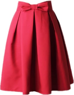 Women’s A Line Pleated Vintage Skirt High Waist Midi Skater with Bow Tie