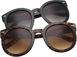 grinderPUNCH Classic Round Retro Polarized Oversized Sunglasses for Women Trendy Vintage Style Polarized Glasses UV400 Lenses 2 Pack Bulk Bundle Saver: Black Frame - Polarized Black Gradient Lens + Glossy Tortoise Frame - Polarized Brown Gradient Lens 53 Millimeters