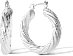Jessica Simpson Womens Hoop Earrings - Silver-Tone or Gold-Tone Hoop Earrings for Women Silver Thick Twisted Hoops