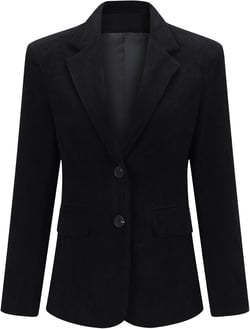YUNCLOS Womens Velvet Blazer Jacket Slim Fit 1 Button Casual Lapel Office Dress Coat Medium Coal Black