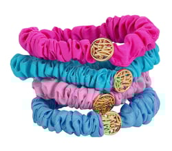 Lilly Pulitzer Satin Scrunchies, 4 Piece Scrunchie Set for Women and Girls, Cute Mini Hair Ties, Assorted (Assorted Solids)