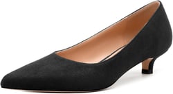 Women's Pumps, Pointed Toe Kitten Heels, Fashion Suede Slip on High Heels for Women 1.3 Inch 10.5 Black Suede