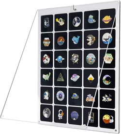 HIIMIEI Clear Acrylic Pin Collection Display Organizer, Dust-Free Table Top & Wall Pin Display Holder Board for Enamel Pin, Jewelry Pins, Pin Gift, Pin Enthusiast, Pokemon Badges (11x14, 30 Grids)