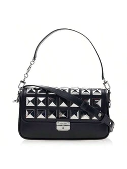 Michael Kors Women's Studded Leather Shoulder Bag Black