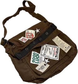 Canvas Messenger Bag for Women Vintage Crossbody Bag Star Patch Grunge Shoulder Bag Brown