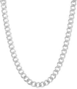 Men's 8.9mm .925 Sterling Silver Diamond-Cut Flat Cuban Link Curb Chain Necklace 30.0 Inches