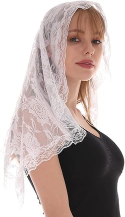Lace Shawl Mantilla Veil Lightweight Scarf Fashion Floral Shawls And Wraps For Women Latin Mass Veil For Bride Lace White