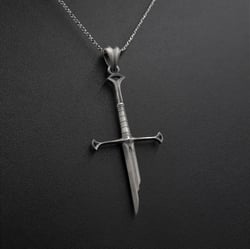 Silver Fantasy Elven Sword, Broken Blade Necklace Birthday Gift For Him Christmas Present Medieval Jewelry Mens, Womens Pendant