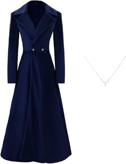 Women's Velvet Jacket Long Windbreaker Temperament Vintage Velvet Sleeved Buttoned Trench Coat Dress X-Large Blue