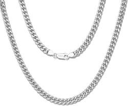 Cuban Link Chain Necklace for Men and Women, Solid 18K Gold Plated/S925 Sterling Silver Italian 5mm Diamond Cut Curb Chain for Father 20inch Sliver