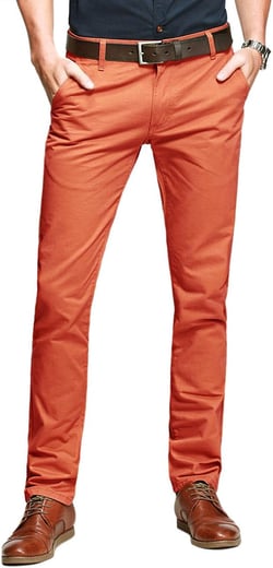Match Mens Slim Tapered Flat Front Casual Pants 40 Orange