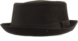 Men's Everyday Cotton All Season Porkpie Boater Derby Fedora Sun Hat Small-Medium Black