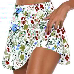 nerohusy Hawaiian Print Skorts for Women,2024 Womens Tennis Skirt Tummy Control Skorts Skirts High Waisted Built in Shorts Workout Golf Skort with Pockets,White,M