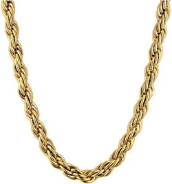 18K Gold Plated French Rope Twist Chain Necklace (two styles), Vintage Minimalist Style, Bold Chunky Chains, Women Jewelry Wide