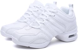 Women's Jazz Shoes Lace-up Sneakers - Comfortable Split Sole Dance Shoes with Air Cushion 8.5 White