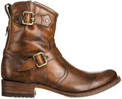DHAEY Western Cowboy Boots for Men Women Chunky Block Heel Flat PU Leather Motorcycle Boots Fashionable Retro Classic Short Boots for Spring Fall (Color : Brown, Size : 7 Women/5.5 Men)