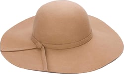 Women Foldable Retro Floppy Fedora Hat,Wide Brimmed Dome Hat,Casual Felt Bowler Sun Cap (Beige, One Size)