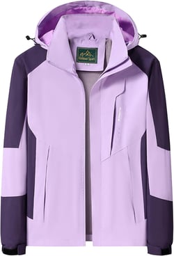 Rain Jacket Women's Waterproof Plus Size Rain Coats Casual Zipper Lightweight Outdoor Raincoat for Hiking Medium Purple