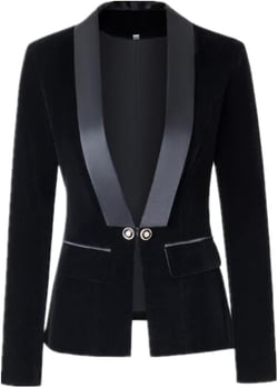 Winter Velvet Women Blazer Jacket Coat Evening Party Christmas Sparkly Cardigan Coat 18 Black