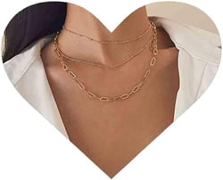 Vintage Layered Paperclip Chain Necklace Gold Layered Choker Necklace Satellite Chain Choker Necklace Chunky Link Chain Choker Necklace for Women