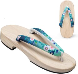 Summer Slippers for Women's, Women's Japanese Wooden Geta Sandals, Fashion Womens Japanese Traditional Kimono Wooden Clogs Slippers Sandals Geta Wooden Clogs Shoes Lower Type EU 36-37 B