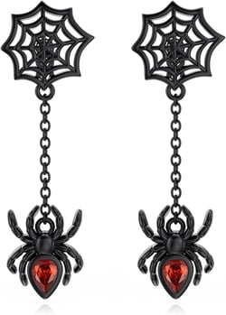 Spider Earring Sterling Silver Spider Web Stud Earrings Black Gothic Earrings Spider Halloween Jewelry Gifts for Women