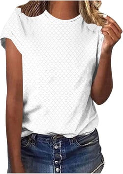 Women's Boat Neck Tops Cap Sleeve T Shirts Dressy Casual Tee Solid Color Basic Summer Loose Fit Tops 2024 Outfits Medium White