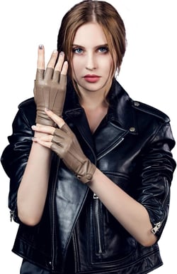 YISEVEN Women's Classic Sheepskin Leather Fingerless Gloves 8.5"/XXL Taupe
