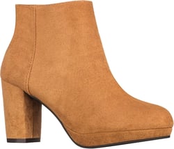 ILLUDE Women’s Ankle Bootie Side Zip Comfortable Block Heel Chunky Platform Ankle Boots 10 Tan Suede