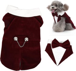 Pet Wedding Suit Stylish Elegant Decorative, Dog Tuxedo Collar Wedding Suit Shirt Attire with Bow Tie (L)
