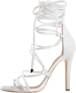 Richealnana Women's Lace Up Gladiator Crisscross Stiletto Heel Strappy Sandals 13 White