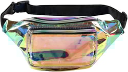 Holographic Fanny Pack– Fashion Rave Waist Bag with Adjustable Belt for Women and Men (Iridescent)