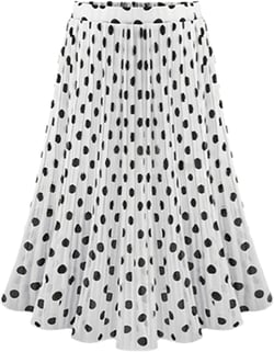 Mint Skirts for Women Womens Fashion Casual Polka Dot Pleated High Waist Midi Skirt Flared Skater Swing Holiday
