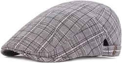 Men Newsboy Cap Vintage Flat Cap Driving Hat Cabbie Cap Adjustable Plaid Beret Hats for Men Women Medium Light Grey
