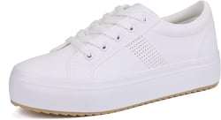 JABASIC Women Platform Sneakers Breathable Lace Up Fashion Shoes 7 White