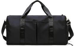 Small Size Gym Bag for Women and Men, Workout Bag for Sports and Weekend Getaway, Waterproof Travel Duffel Bag with Shoe and Wet Clothes Compartments (BLACK)
