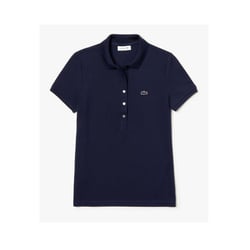 Lacoste Women's Slim Fit Stretch Mini Cotton Piqu Polo Shirt Navy Blue PF7845 166