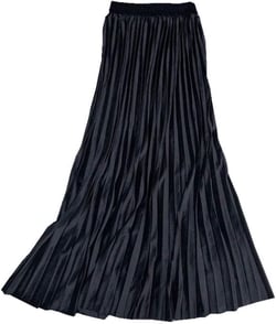 ebossy Women's Fall Winter High Wasit Ankle Length Velvet Maxi Long Pleated Skirt X-Large Black