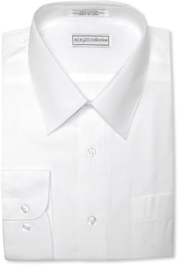 Biagio Men's 100% Cotton Solid White Color Dress Shirt w/Convertible Cuffs 15.5" Neck 34"-35" Sleeve White