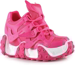 AnthonyWang Carambola-02 Lace Up Hidden Wedge Women's Chunky Platform Sneakers Pink, 8.5