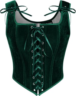 Scarlet Darkness Renaissance Corset Tops for Women Vintage Lace Up Overbust Velvet Bustier Bodice 8 Dark Green