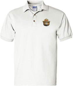 ALLNTRENDS Smokey Bear Men's Polo T Shirt Embroidered U.S. Forest Service Shirt Small White