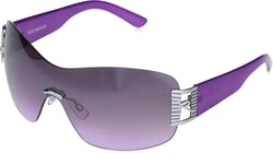 Rocawear Frameless Protective Shield Sunglasses R387 Retro Frameless Shield Uv400 Protective Rectangular Sunglasses Gifts for Women With Flair, 130 Mm Silver & Purple