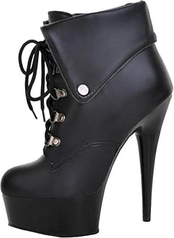 15CM/5.91IN Women's Fashion Sexy Round Head Female Stiletto Sexy Elegant Ladies Nightclub Boots Low Boots Platform high Heel Ankle Boots high-Heeled Pole Dancer Boots,Black,10