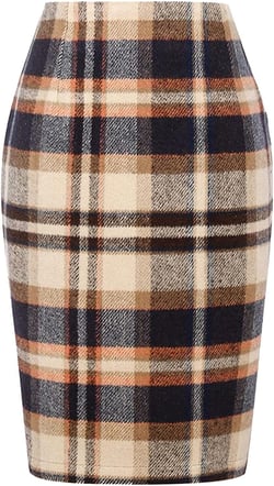Vest Dress Skirt Pencil Plaid Skirts for Women Fall Winter High Waisted Bodycon Knee Length Wool Midi Skirt with Slit