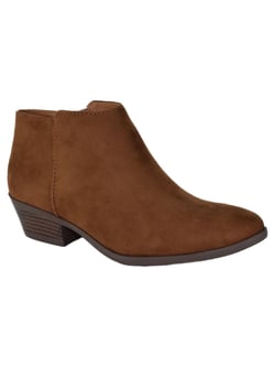 Mug Cognac Tan Brown Suede Booties Soda Women Ankle Boots Small Short Heel Side Zipper 9