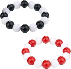 Holy rose 2 Pcs White Red Black Acrylic Beads Bangle Bracelets For Women Men Cosplay Props Jewelry