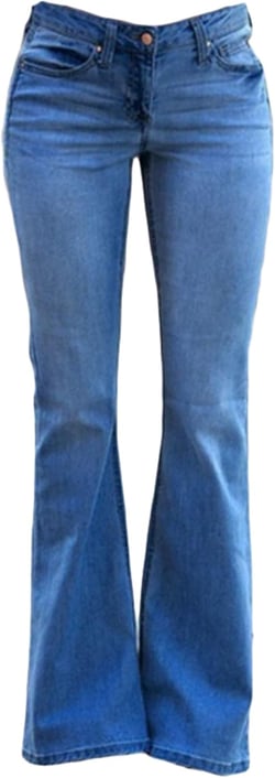 Andongnywell Women's Plus Size mid-Rise Wide Leg Flared Jeans Trousers Mid Waist Fitted Bell Bottom Denim Pants X-Large Navy Blue