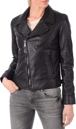 D DOLLY LAMB 100% Leather Jacket for Women - Slim Fit & Quilted - Moto, Bomber, Biker Winter Casual Wear - Black13FC - Large